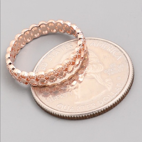 Rose Gold Diamond Shape Band Ring - Picture 2 of 2